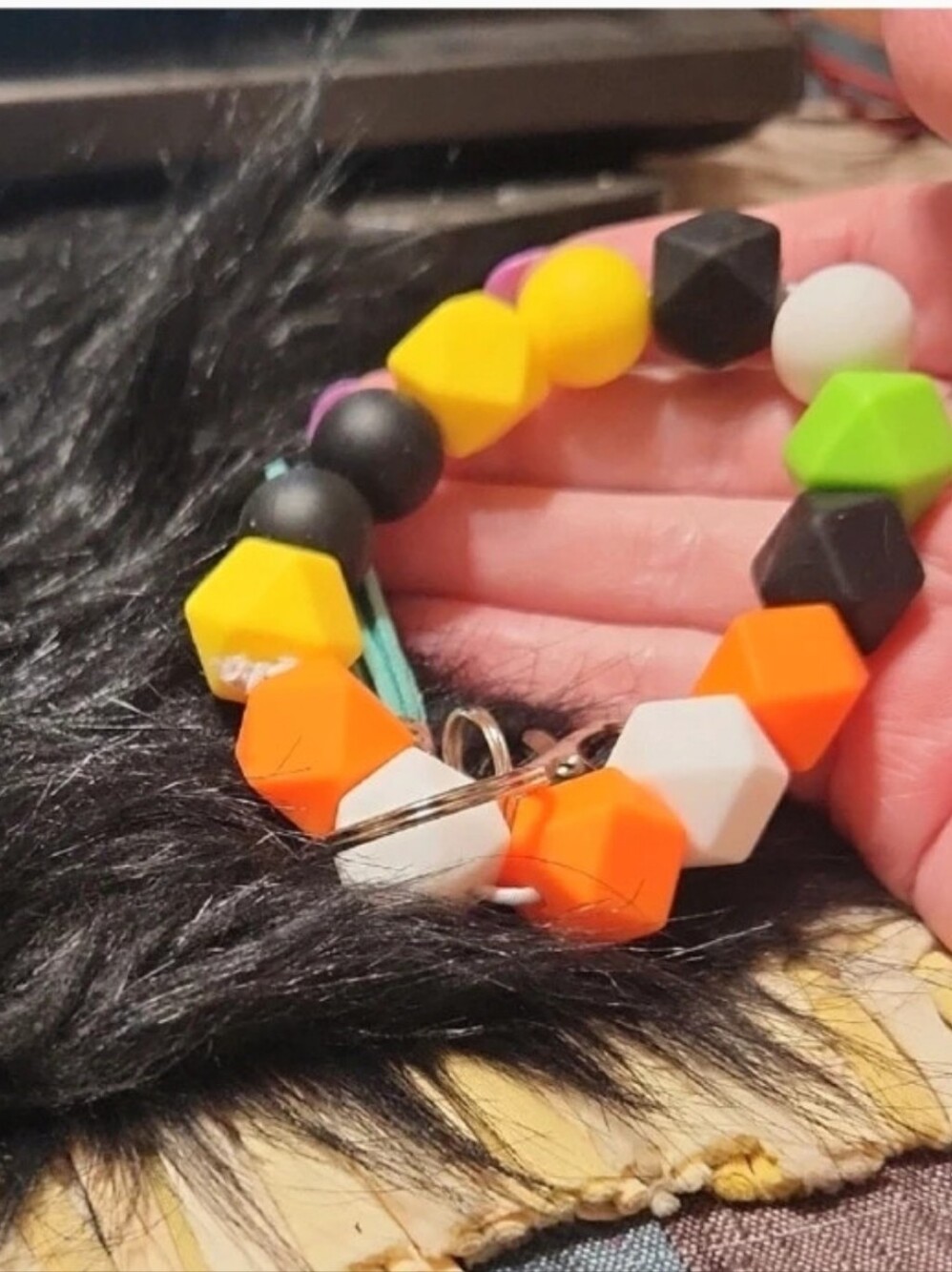 Silicone Bead Keyring for Kids and or adults- Multicolor